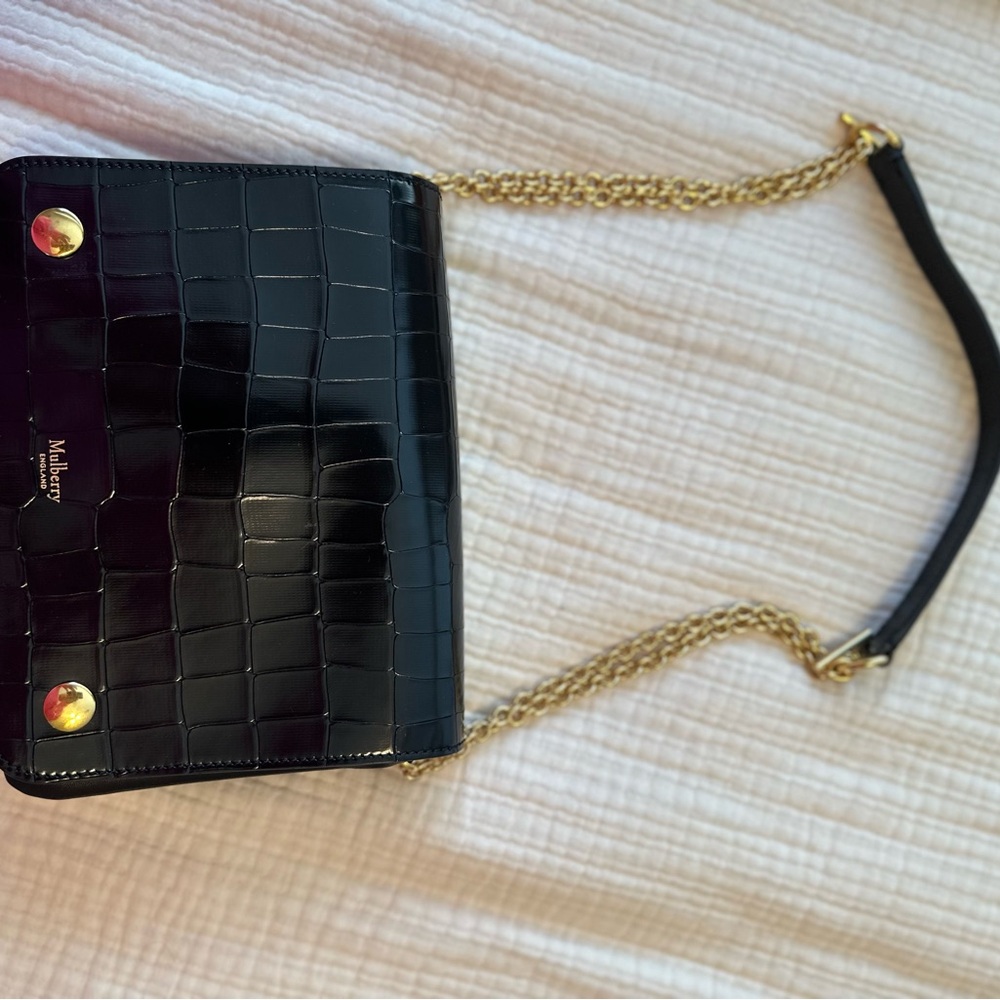 Authentic Black Mulberry Bag with Gold Chain